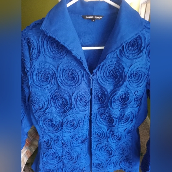 Samuel Dong Royal Blue Textured Women's Blazer - Picture 3 of 3
